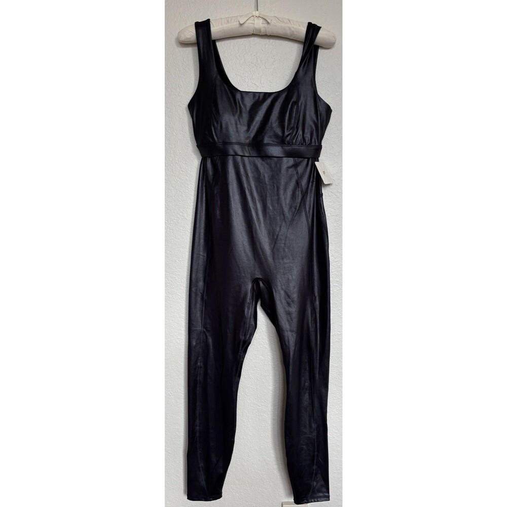 NWT Fabletics Motion365 Shine Jumpsuit Black One Piece Activewear Women Large